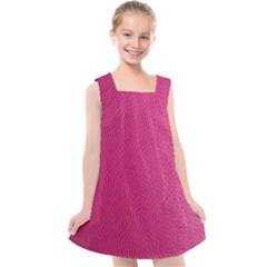 Pink Leather Leather Texture Skin Texture Kids  Cross Back Dress by artworkshop