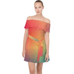 Colorful Rainbow Off Shoulder Chiffon Dress by artworkshop