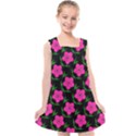 Pink Flowers Black  Kids  Cross Back Dress View1