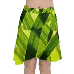 Leaves Grass Woven Chiffon Wrap Front Skirt by artworkshop