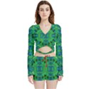 Vines Of Beautiful Flowers On A Painting In Mandala Style Velvet Wrap Crop Top and Shorts Set View1