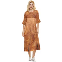 Annual Rings Tree Wood Double Cuff Midi Dress by artworkshop