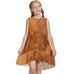 Annual Rings Tree Wood Kids  Frill Swing Dress by artworkshop