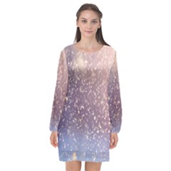 Snowfall Winter Long Sleeve Chiffon Shift Dress  by artworkshop