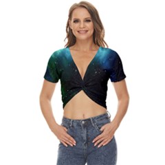 Stars Sky Space Twist Front Crop Top by artworkshop