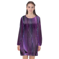 Feather Long Sleeve Chiffon Shift Dress  by artworkshop