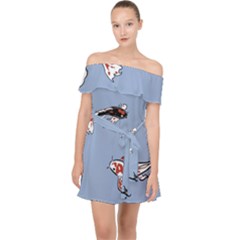 Fish Carp Koi Koi Off Shoulder Chiffon Dress by artworkshop