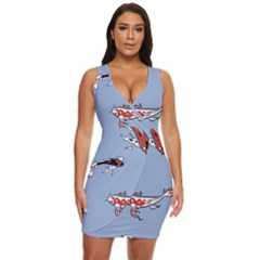 Fish Carp Koi Koi Draped Bodycon Dress by artworkshop