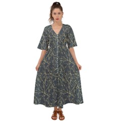 Nature Twigs Kimono Sleeve Boho Dress by artworkshop