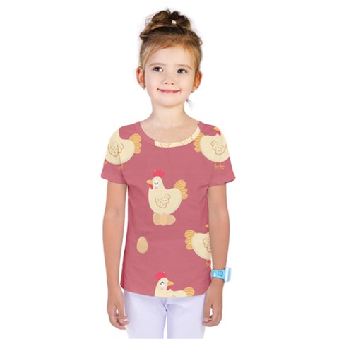 Cute-chicken-eggs-seamless-pattern Kids  One Piece Tee by Jancukart