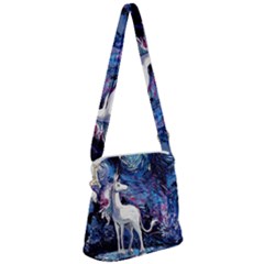 Unicorn Starry Night Zipper Messenger Bag by Jancukart