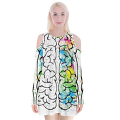 Brain-mind-psychology-idea-drawing Velvet Long Sleeve Shoulder Cutout Dress by Jancukart