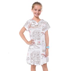 I Love London Drawing Kids  Drop Waist Dress by Jancukart