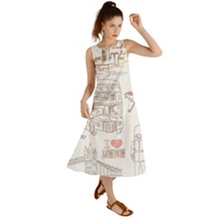 I Love London Drawing Summer Maxi Dress by Jancukart