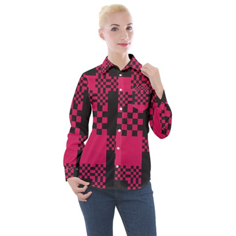 Cube-square-block-shape-creative Women s Long Sleeve Pocket Shirt by Amaryn4rt