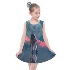 Astronaut-moon-space-nasa-planet Kids  Summer Dress by Jancukart