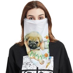 Pug-watercolor-cute-animal-dog Face Covering Bandana (triangle) by Jancukart