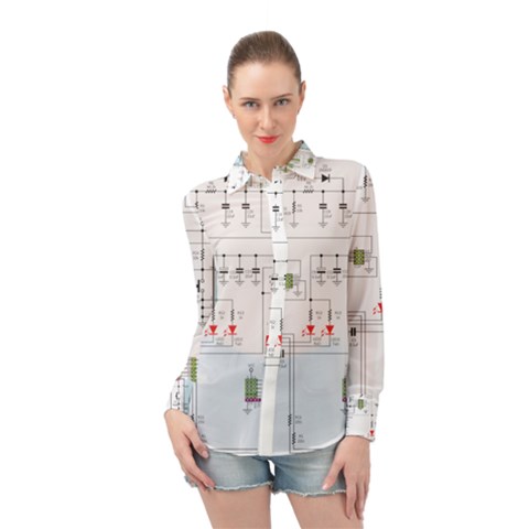 Circuits-electronics-atmel Long Sleeve Chiffon Shirt by Jancukart