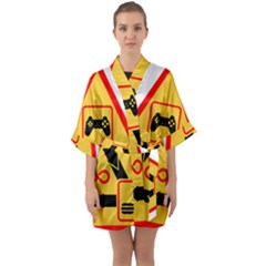 Gamer-geek-video-game-sign-fan Half Sleeve Satin Kimono  by Jancukart