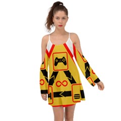 Gamer-geek-video-game-sign-fan Kimono Sleeves Boho Dress by Jancukart