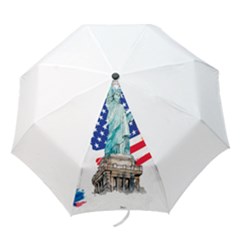 Statue Of Liberty Independence Day Poster Art Folding Umbrellas by Jancukart