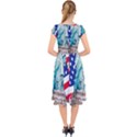 Statue Of Liberty Independence Day Poster Art Cap Sleeve Front Wrap Midi Dress View2