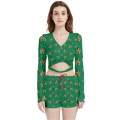 Water Lilies In The Soft Clear Warm Tropical Sea Velvet Wrap Crop Top And Shorts Set by pepitasart