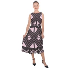 Abstract Pattern Geometric Backgrounds Midi Tie-back Chiffon Dress by Eskimos