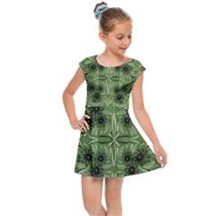 Folk Flowers Print Floral Pattern Ethnic Art Kids  Cap Sleeve Dress by Eskimos