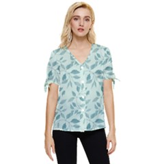 Seamless Foliage Bow Sleeve Button Up Top by artworkshop