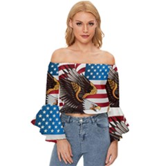 American-eagle- Clip-art Off Shoulder Flutter Bell Sleeve Top by Jancukart