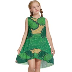 Palmtrees At Sunset  Kids  Frill Swing Dress by Hayleyboop