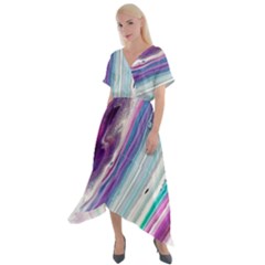 Color Acrylic Paint Art Cross Front Sharkbite Hem Maxi Dress by artworkshop