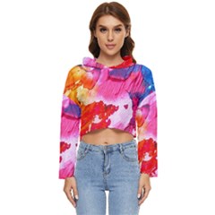 Colorful Painting Women s Lightweight Cropped Hoodie by artworkshop