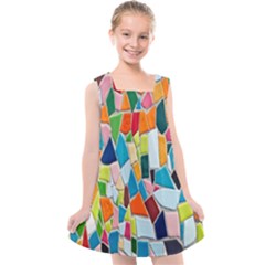 Mosaic Tiles Kids  Cross Back Dress by artworkshop