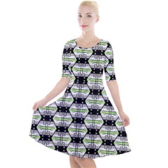 Hackers Town Void Mantis Hexagon Agender Pride Flag Quarter Sleeve A-line Dress by WetdryvacsLair