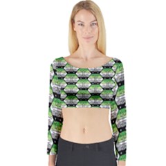 Hackers Town Void Mantis Hexagon Aromantic Pride Flag Long Sleeve Crop Top by WetdryvacsLair