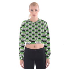 Hackers Town Void Mantis Hexagon Aromantic Pride Flag Cropped Sweatshirt by WetdryvacsLair