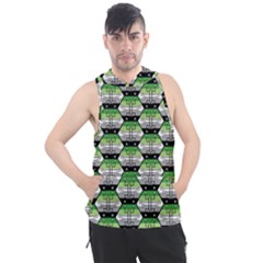 Hackers Town Void Mantis Hexagon Aromantic Pride Flag Men s Sleeveless Hoodie by WetdryvacsLair