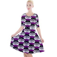 Hackers Town Void Mantis Hexagon Asexual Ace Pride Flag Quarter Sleeve A-line Dress by WetdryvacsLair