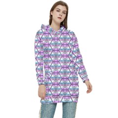 Hackers Town Void Mantis Hexagon Bigender Pride Flag Women s Long Oversized Pullover Hoodie by WetdryvacsLair