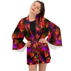 Squares Motif Geometric Pattern Long Sleeve Kimono by dflcprintsclothing