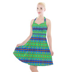 Green Machine Halter Party Swing Dress  by Thespacecampers