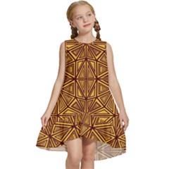 Abstract Pattern Geometric Backgrounds Kids  Frill Swing Dress by Eskimos