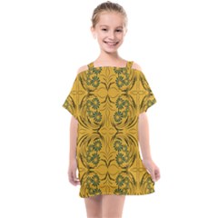 Folk Flowers Print Floral Pattern Ethnic Art Kids  One Piece Chiffon Dress by Eskimos