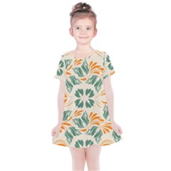 Folk Flowers Print Floral Pattern Ethnic Art Kids  Simple Cotton Dress by Eskimos