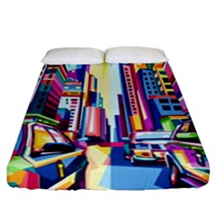 City-street-car-road-architecture Fitted Sheet (california King Size) by Jancukart