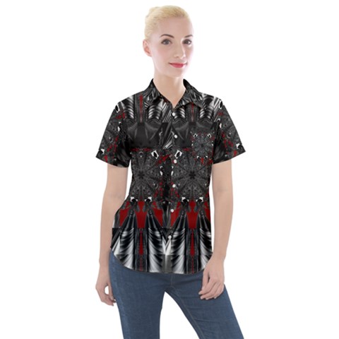 Abstract-artwork-art-fractal Women s Short Sleeve Pocket Shirt by Sudhe