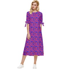 Digitalart Bow Sleeve Chiffon Midi Dress by Sparkle