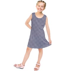 Soot Black And White Handpainted Houndstooth Check Watercolor Pattern Kids  Tunic Dress by PodArtist